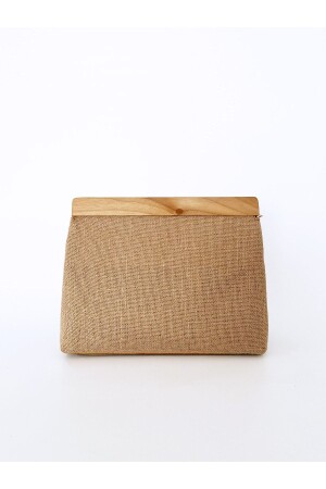 Detaillierte Damen-Clutch-Handtasche aus Jute-Stroh aus Holz HYBAH01 - 1