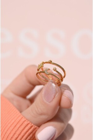 Detaillierter Ring mit Mond und Stern in Gold - 4