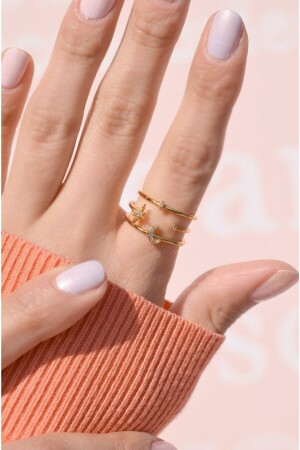 Detaillierter Ring mit Mond und Stern in Gold - 7