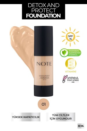 Detox & Protect Foundation Revitalisierender Effekt 01 Beige - 2