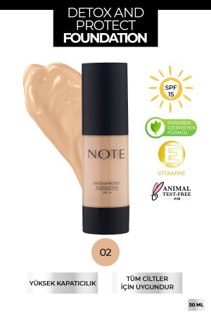 Detox & Protect Foundation Revitalizing Effect 02 Natural Beige - Note Cosmetics