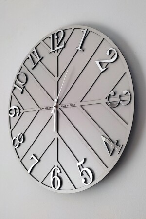 – Diagonale Linien – Hellgrau und Silber – 50 cm große Wanduhr - 4