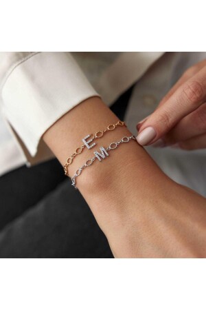 Diamant-Buchstabenarmband mit gedrehtem Ring - 1