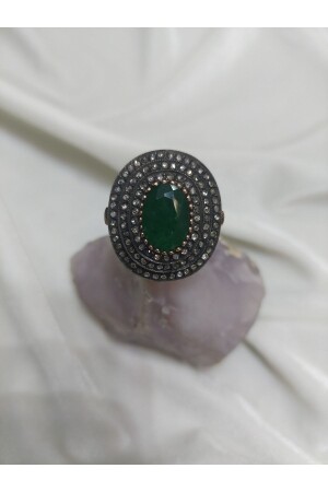 Diamant-Jade-Stein-Goldring - 1