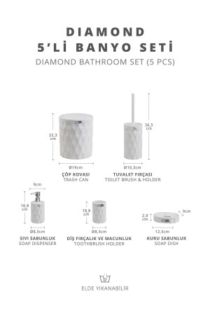Diamond Beyaz Click Kapak 5'li Banyo Seti OKY-467-B - 5