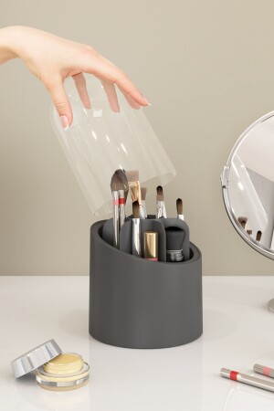 Diamond Make-up-Pinsel- und Kosmetik-Organizer, hygienischer Organizer, Pinselhalter mit transparenter Abdeckung, DELUXE ANTHRAZIT - 1