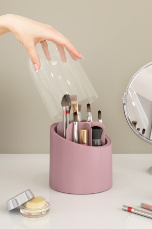 Diamond Make-up-Pinsel- und Kosmetik-Organizer, hygienischer Organizer, Pinselhalter mit transparenter Abdeckung, DELUXE DRIED ROSE - 1