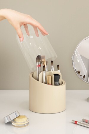 Diamond Make-up-Pinsel- und Kosmetik-Organizer mit transparentem Deckel, hygienischer Organizer, Pinselhalter, Creme, Deluxe, Creme - 1