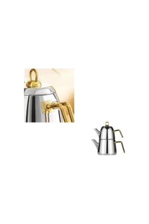 Diamond Medium Size Gold Steel Handle Teekanne Set Dia-4660 P107PŞÜ. 35466. 01 - 2