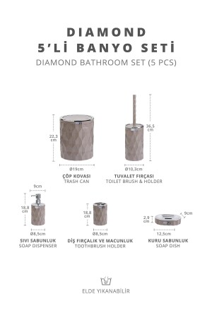 Diamond Mink Chrome Click Cover 5-teiliges Badezimmer-Set OKY-467-1-V - 5