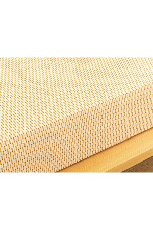 Diamond Stripe Kolay Ütülenir Tek Kişilik Lastıklı Çarşaf 100x200 Cm Sarı - 4