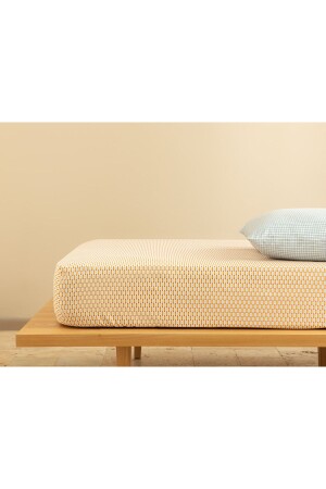 Diamond Stripe Kolay Ütülenir Tek Kişilik Lastıklı Çarşaf 100x200 Cm Sarı - English Home