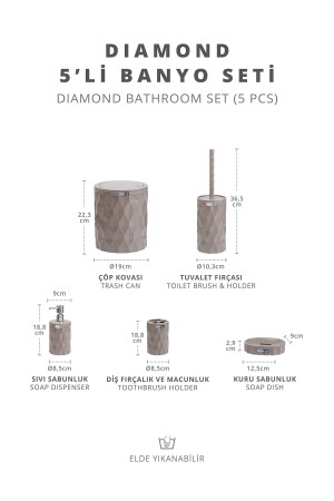 Diamond Vizon Click Kapak 5'li Banyo Seti OKY-467-V - 7