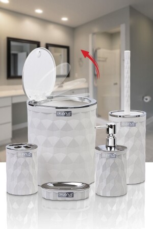 Diamond White Chrome Click Cover Set mit 5 Badezimmersets - 3