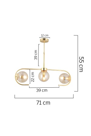 Diaspor 3-teilige goldene moderne Pendelleuchte für junges Zimmer, Schlafzimmer, Retro-Wohnzimmer, Kronleuchter 3948-03-GD - 5