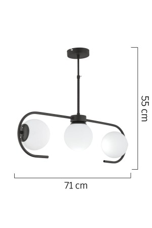 Diaspor 3-teilige schwarze moderne Pendelleuchte für junges Zimmer, Schlafzimmer, Retro-Wohnzimmer, Kronleuchter 3948-03-BL - 6