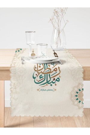 Digital bedrucktes Läufer- und Wurfkissenbezug-Set mit Mubarak-Ramadan-Motiv, 43 x 43 - 4