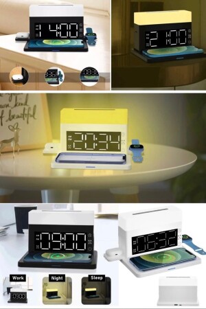 Digitale 6-in-1-Apple-Ladestation, Nachtlicht und Schreibtischuhr, gute Qualität, verstellbarer Bettkopf lr23b - 3