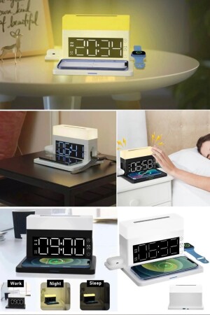 Digitale 6-in-1-Apple-Ladestation, Nachtlicht und Schreibtischuhr, gute Qualität, verstellbarer Bettkopf lr23b - 6