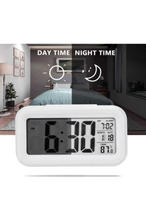 Digitale Tischuhr mit LCD-Lichtsensor, Thermometer, Alarm, Batterie, STT36124WHITE - 2