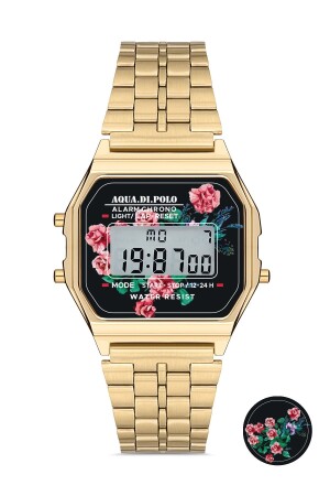 Digitale Unisex-Armbanduhr mit goldenem Retro-Blumenmuster Apwa034002 APWA0340 - 1