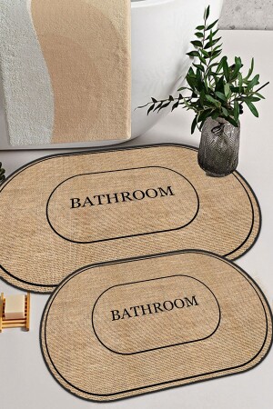 Digitales, rutschfestes, waschbares Badezimmer-Toilettenset in Jute-Optik - 1