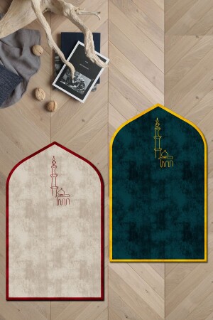 Dijital Baskı Seccade- Çift Seccadesi- Minimalist Desenli Seccade- Prayer Mat- Çeyizlik Seccade - 2