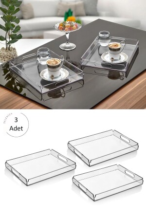 Dikdörtgen Dekoratif Pleksi Şık Çay Kahve Servis Sunum Tepsisi,organizer,dekoratif Şeffaf Tepsi SEL1567845641564 - Selenica