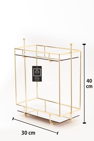 Dikdörtgen Gold Aynalı Kahve Yanı Sunumluk Hediyelik Dekorasyon Ikramlık Organizer Mdf Ahşap 40cm PSTSHYGLD - 5