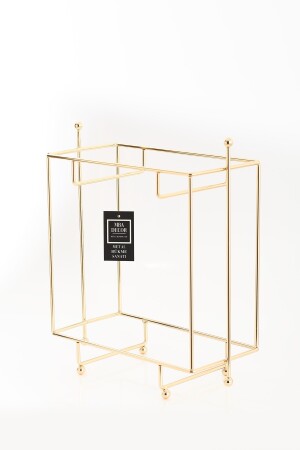 Dikdörtgen Gold Aynalı Kahve Yanı Sunumluk Hediyelik Dekorasyon Ikramlık Organizer Mdf Ahşap 40cm PSTSHYGLD - 7