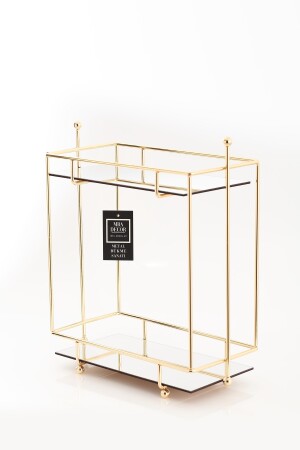 Dikdörtgen Gold Aynalı Kahve Yanı Sunumluk Hediyelik Dekorasyon Ikramlık Organizer Mdf Ahşap 40cm PSTSHYGLD - 8