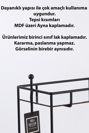 Dikdörtgen Siyah Aynalı Kahve Yanı Sunumluk Hediyelik Dekorasyon Ikramlık Organizer Mdf Ahşap 40cm PSTSHYGLD - 3