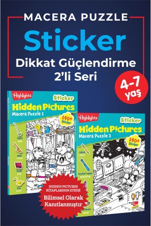 Dikkat Güçlendirme Sticker Hidden Pictures - Macera Puzzle 2'li Seri - 2