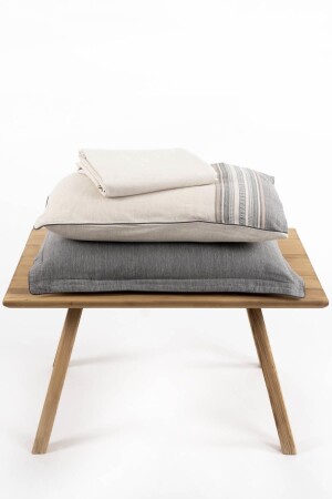 Dila Doppelbett-Bettbezug-Set, 100 % Bio-Baumwollleinen, beige-grün, 200 x 220 cm, NVRDLA200 x 220 - 5