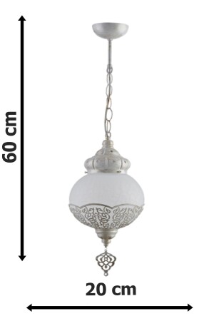 Dilan Ottoman Authentic Cream Color White Glass Pendant Lamp Living Room - Kitchen - Bedroom Single Kronleuchter dilankremtekli - 5