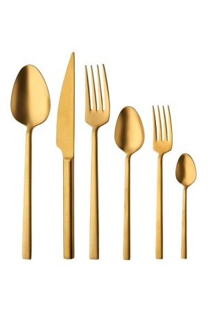 Dilay 36-teiliges Titan-Gold-Gabel-Löffel-Messer-Set für 6 Personen 3MM JPRDİLAY36 - 5