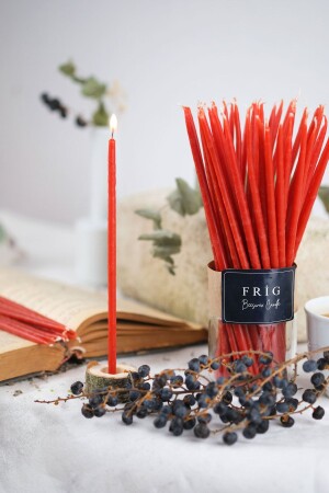 منز - حفل النية طقوسية شمعة شمع النحل 50 قطعة رقيقة رقيقة 20 سم ارتفاع 4-5 مم قطر BLM326 - FRİG LAVANTA TASARIM HEDİYELİK