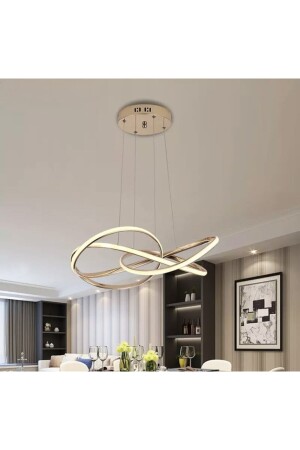 Dimmerli Modern Sarkıt Led Avize Gold Sarı Kademeli 3 Renk Işık Kumandalı burenze975 - 4