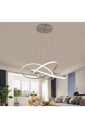 Dimmerli Modern Sarkıt Led Avize Krom Kademeli 3 Renk Işık Kumandalı fico0702 - 2