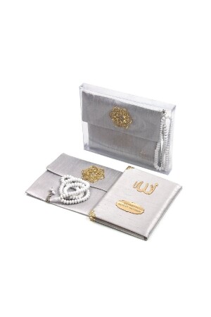 م.ن.ز-شنتوك الألياف مغطاة ياسين كتاب - حجم الحقيبة - طبق شخصي - مع الزهرة - الحقيبة - صندوق - الرمادي - Ihvanonline