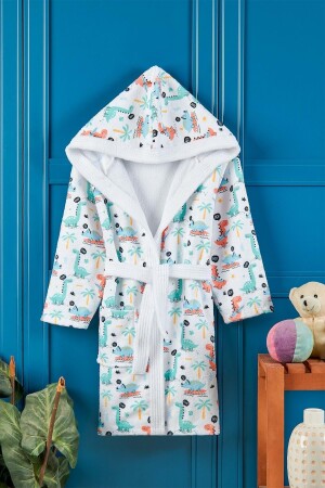 Dino Dijital Baskılı Çocuk Bornozu - Vevienhome