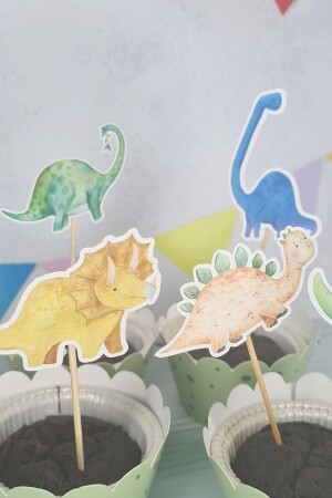 Dinosaur Concept Zahnstocher-Ornamente, Cupcake-Ornamente, luxuriös, groß, 10 Stück - 5