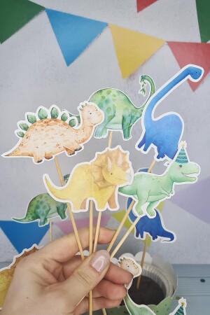 Dinosaur Concept Zahnstocher-Ornamente, Cupcake-Ornamente, luxuriös, groß, 10 Stück - 6