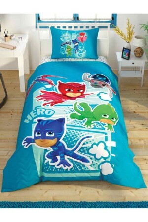 Disney Lisanslı Tek Kişilik Kapitoneli Nevresim Takımı Pj Masks Hero Lastikli 160 Cm X 220 Cm ST25166 - 2