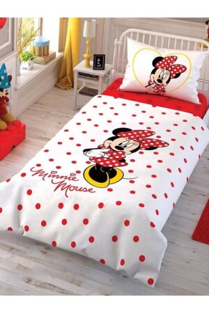 Disney-Lizenz-Bettbezug-Set für Einzelbett, Minnie, glitzernd, leuchtend, kariert, animiert, ST25140 - 1