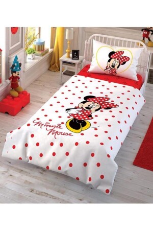 Disney-Lizenz-Bettbezug-Set für Einzelbett, Minnie, glitzernd, leuchtend, kariert, animiert, ST25140 - 3