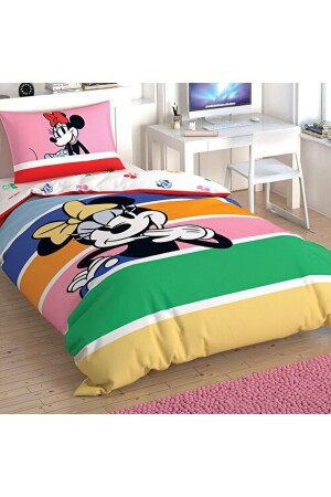 Disney Minnie Mouse Rainbow Pamuk Nevresim Takımı 000000001000043804 - 1