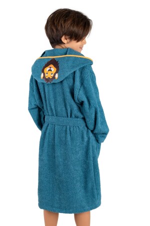 DM KAPŞONLU KIZ ERKEK ÇOÇUK BORNOZU - ASLAN DESENLİ - Dm Home Collection