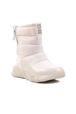 DMK-Z001 Weiße Damen-Schneestiefel aus Lackleder mit Fell innen - 1