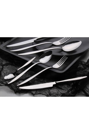 Dmr Life 90-teiliges Yakut Plain Gabel-Löffel-Set für 12 Personen 90-teiliges Yakut Plain Spoon DET - Demir Çeyiz